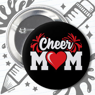 School Cheerleader Squad Sports Proud Cheer Mom Button