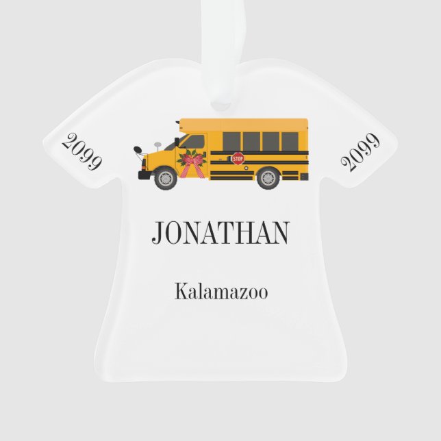 School Children Bus Personalized Acrylic Ornament (Front)