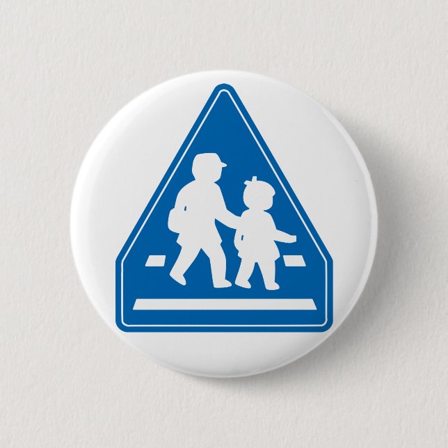 School Children Crossing >> Japanese Traffic Sign Button (Front)