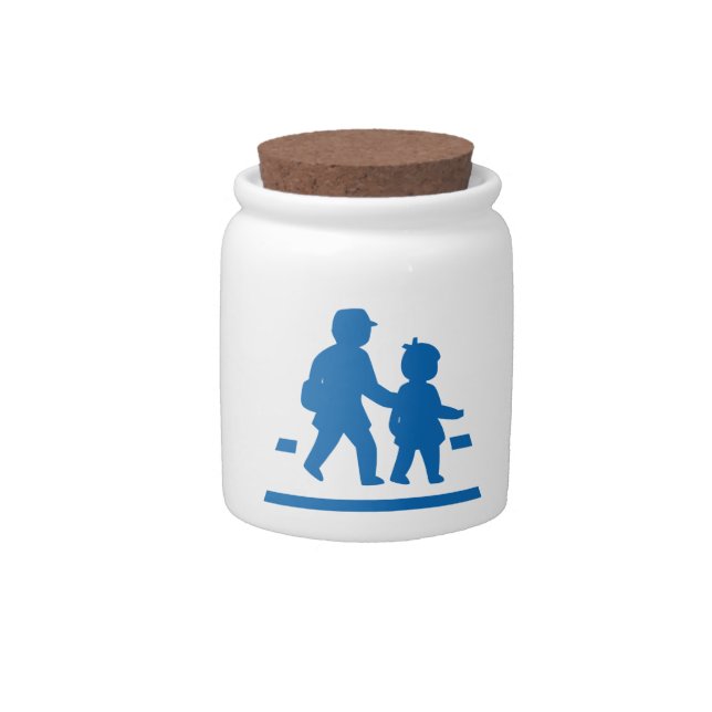 School Children Crossing >> Japanese Traffic Sign Candy Jar (Front)