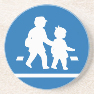 School Children Crossing >> Japanese Traffic Sign Drink Coaster