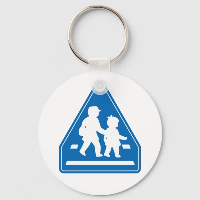 School Children Crossing >> Japanese Traffic Sign Keychain (Front)