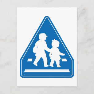 School Children Crossing >> Japanese Traffic Sign Postcard