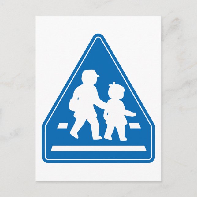 School Children Crossing >> Japanese Traffic Sign Postcard (Front)