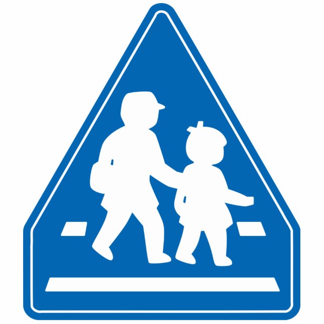 School Children Crossing >> Japanese Traffic Sign Statuette (Front)