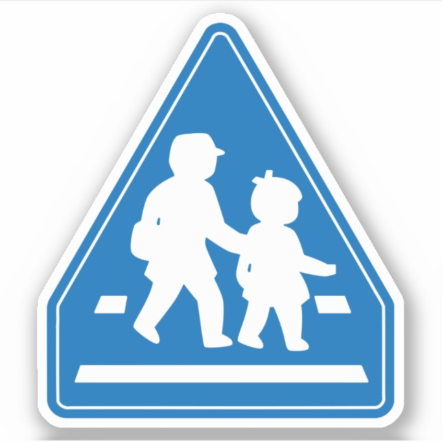 School Children Crossing >> Japanese Traffic Sign Sticker (Front)