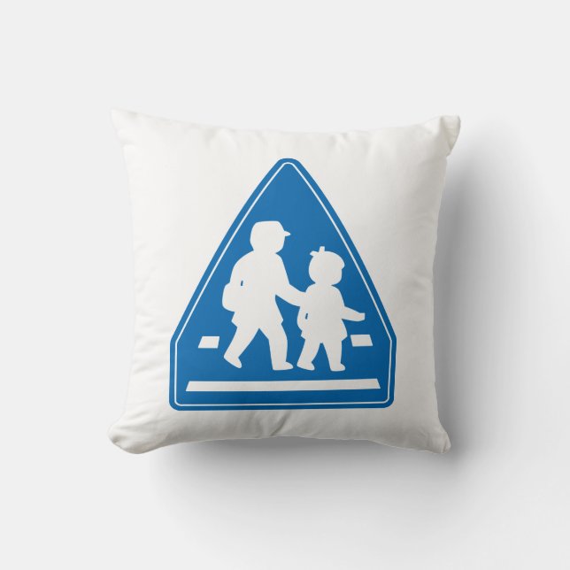 School Children Crossing >> Japanese Traffic Sign Throw Pillow (Front)