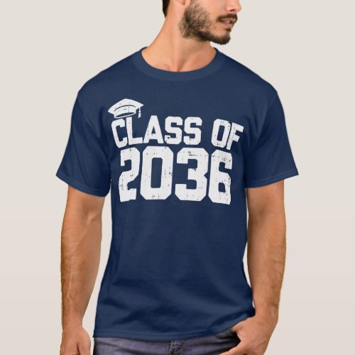 School Class Of 2036 Grow With Me Handprints Space T_Shirt