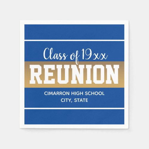 School Class Reunion Any Year Blue Gold Napkins