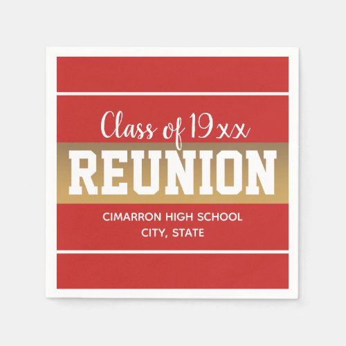 School Class Reunion Any Year Red Gold Napkins
