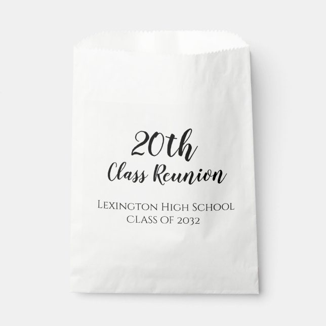 School Class Reunion Custom Favor Bags 20th 25th  (Front)