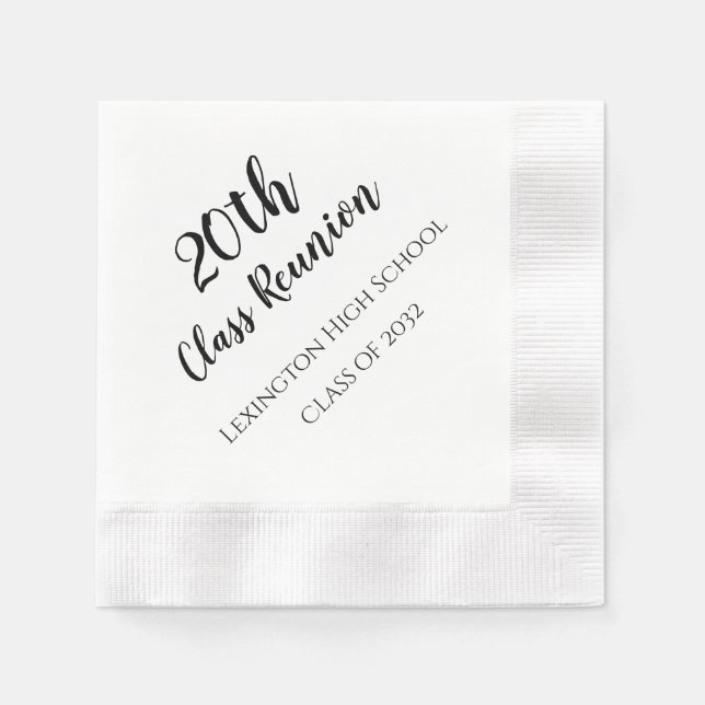School Class Reunion Custom Napkins 20th 25th 50th (Front)