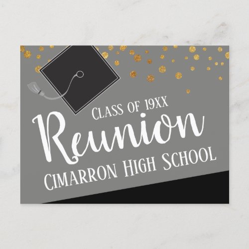 School Class Reunion Faux Gold Confetti Announceme Announcement Postcard