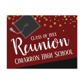 School Class Reunion Faux Gold Confetti Announcement Postcard