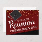 School Class Reunion Faux Gold Confetti Announcement Postcard (Front/Back)