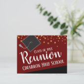 School Class Reunion Faux Gold Confetti Announcement Postcard (Standing Front)
