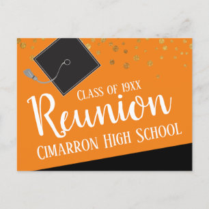 School Class Reunion Faux Gold Confetti Announcement Postcard