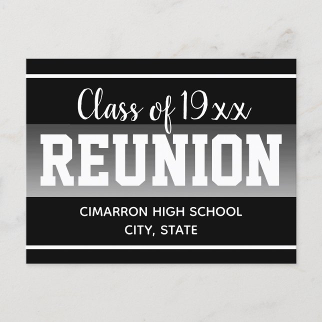 School Class Reunion Save the Date Black Announcement Postcard (Front)