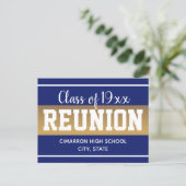 School Class Reunion Save the Date Blue Announcement Postcard (Standing Front)