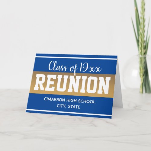 School Class Reunion Save the Date Blue Card