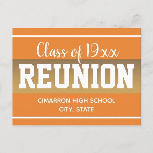 School Class Reunion Save the Date Orange Announcement Postcard