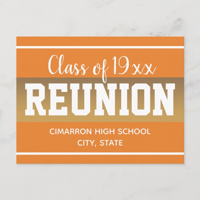School Class Reunion Save the Date Orange Announcement Postcard (Front)