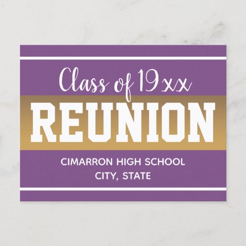 School Class Reunion Save the Date Purple Announcement Postcard