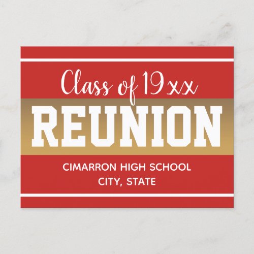 School Class Reunion Save the Date Red Announcement Postcard