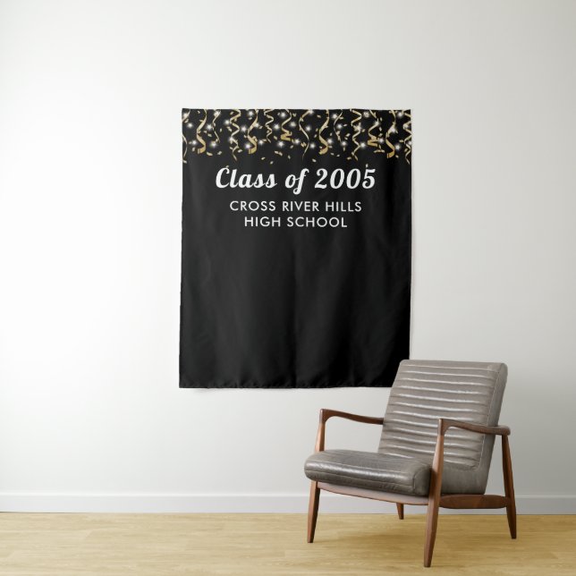 School Class Year Black Gold Custom Backdrop (In Situ)
