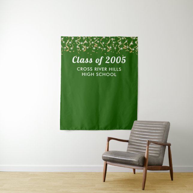 School Class Year Green Gold Custom Backdrop (In Situ)