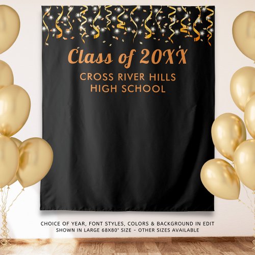 School Class Year Photo Backdrop Black Orange