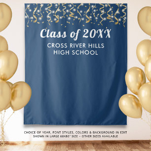 School Class Year Photo Backdrop Blue White