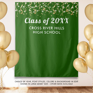 School Class Year Photo Backdrop Green Gold White