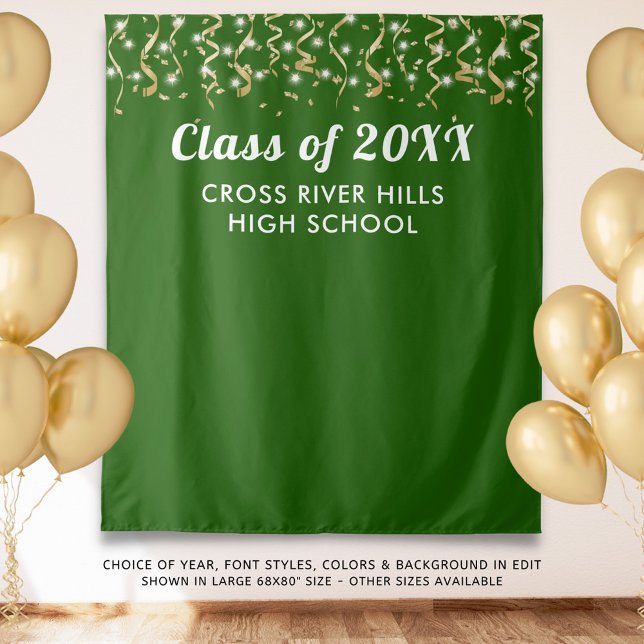 School Class Year Photo Backdrop Green Gold White (Creator Uploaded)