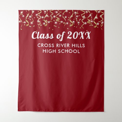 School Class Year Photo Backdrop Red Gold White
