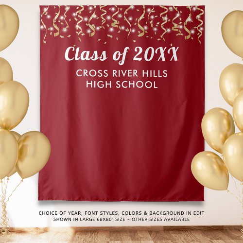 School Class Year Photo Backdrop Red Gold White