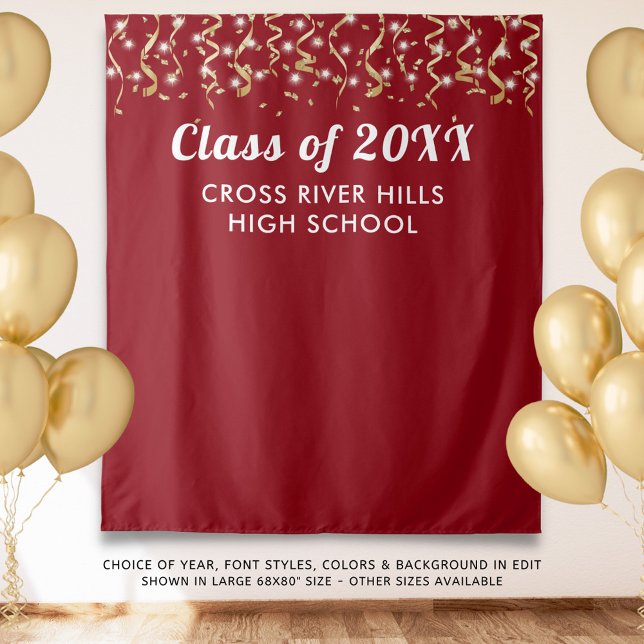 School Class Year Photo Backdrop Red Gold White (Creator Uploaded)