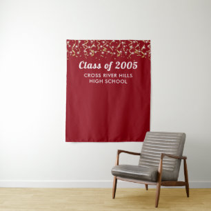 School Class Year Red Gold Custom Backdrop