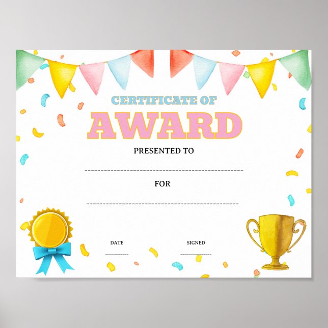 School classroom achievement award editable poster (Front)
