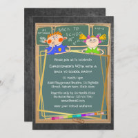School classroom cartoon kids adult party