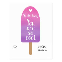 School Classroom Valentine Cards for Kids Popsicle