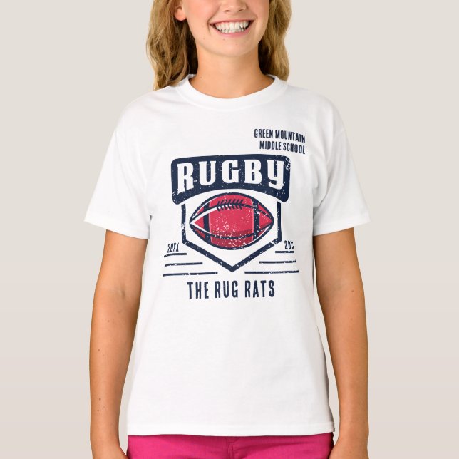 School Club Team League Name Year Rugby  T-Shirt (Front)