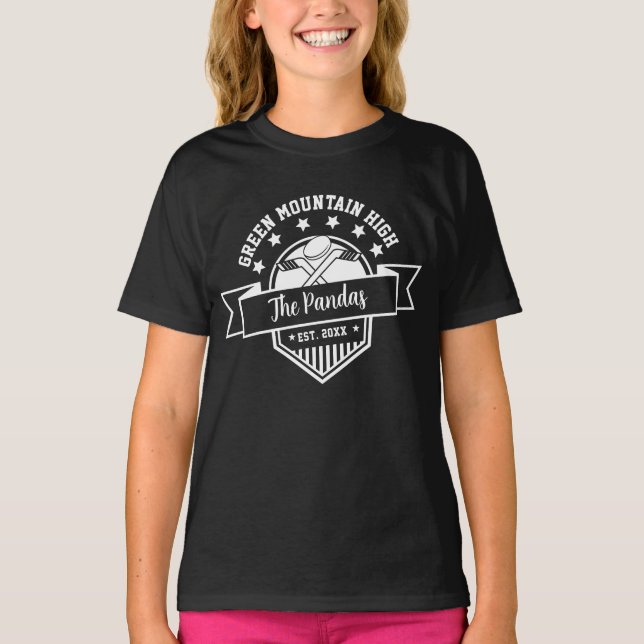 School Club Team Name Number Hockey T-Shirt (Front)