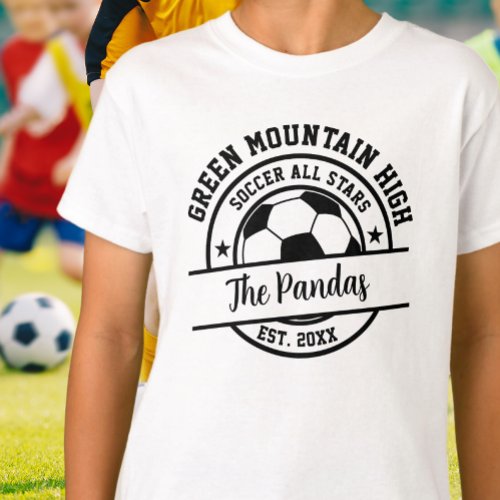 School Club Team Name Number Soccer T_Shirt