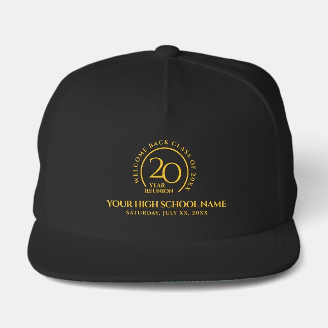 School College Class 20-Year Reunion Welcome Back Snap Back Hat (Front)