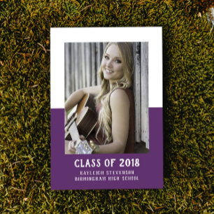 School Color Block Graduation Invite   Purple