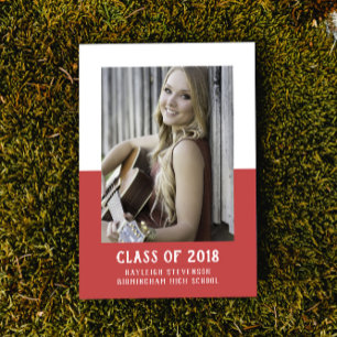 School Color Block Graduation Invite Red