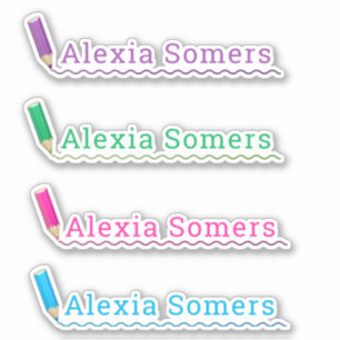 school colored pencils/crayons custom name sticker