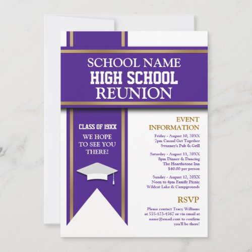 School Colors Banner Custom Class Reunion Invitation