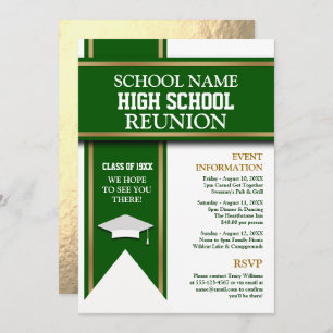 School Colors Banner Custom Class Reunion Invitation